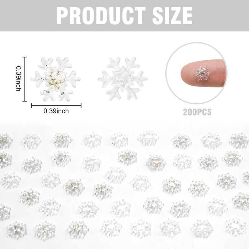 HOMICO 200 Pieces Mini Snowflakes for Craft Dollhouse Miniatures Transparent Tiny Snowflakes Tiny Christmas for Dollhouse Fairy Garden Micro Landscaping Decoration - Image 3